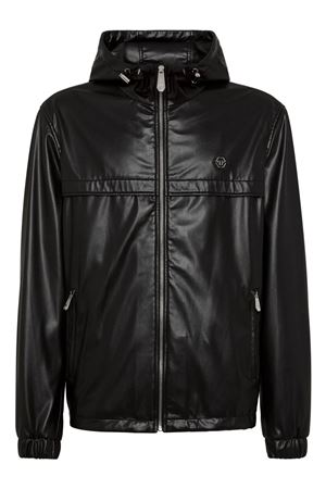 Black eco leather Windbreaker PHILIPP PLEIN | FADCMRB2522PTE003N02